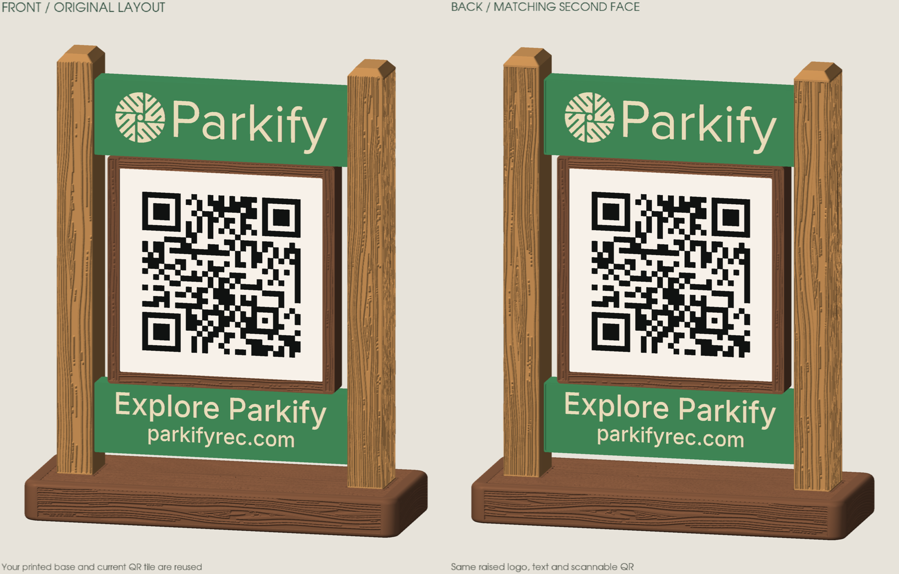 Approved Parkify design proof showing the front and matching second face