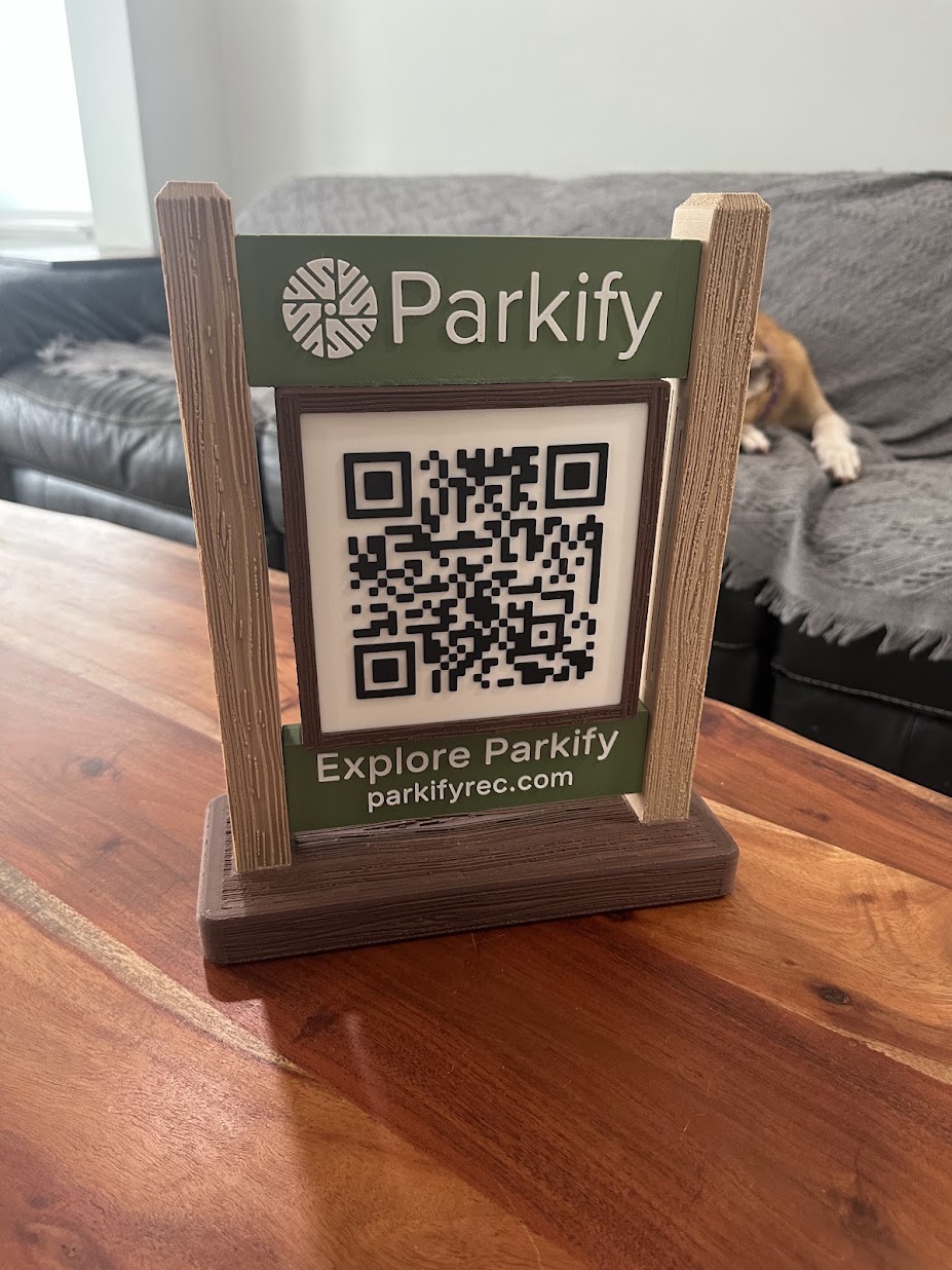 Close view of the Parkify display showing layered colors and 3D-print texture